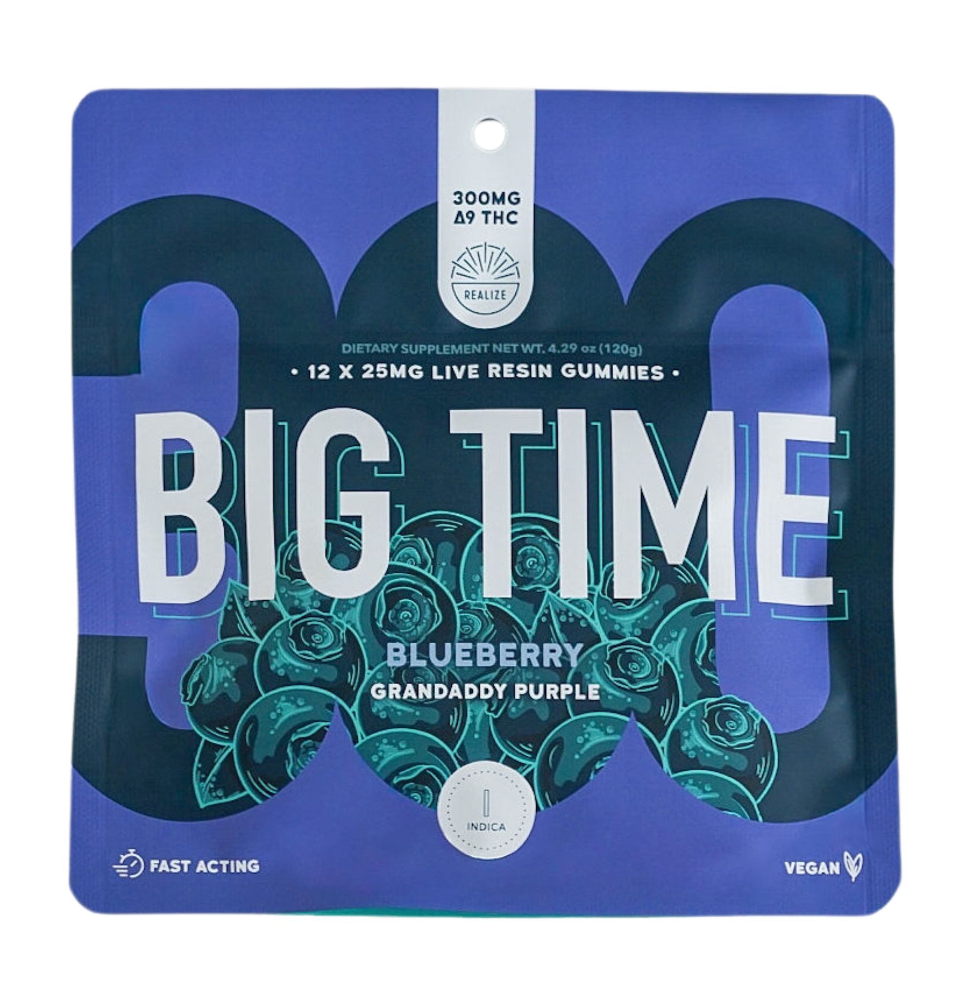 Realize BIG TIME Gummies, Blueberry - Grandaddy Purple