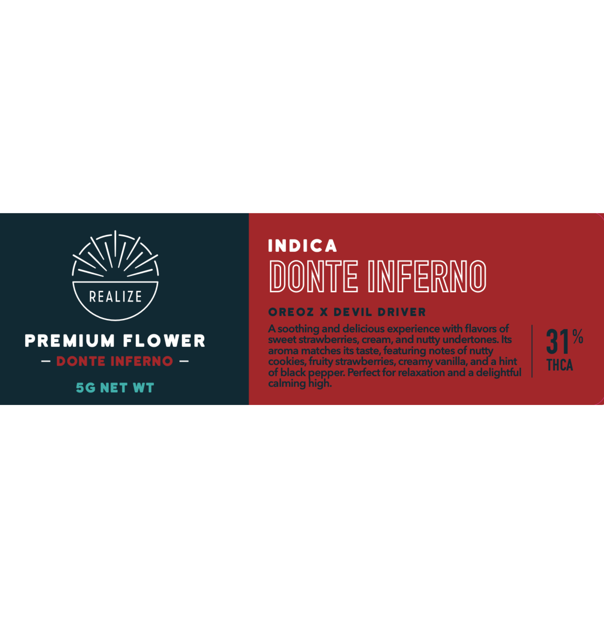 Realize Premium Flower 5 Gram Jar, Donte’s Inferno