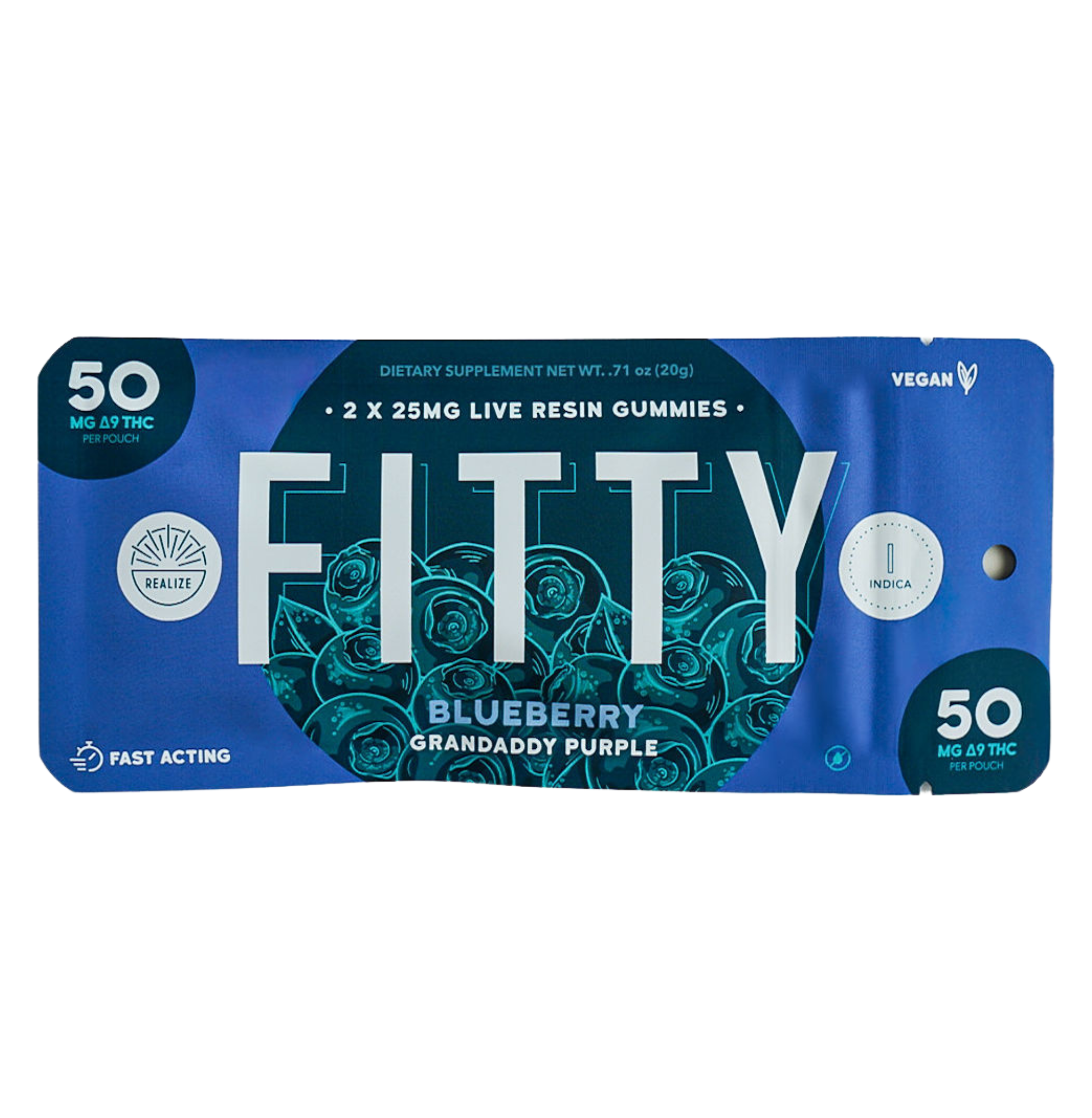 Realize DYE FREE FITTY Gummies, Blueberry - Grandaddy Purple